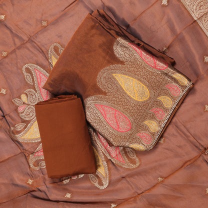 Mehrunisa Copper Brown Embroidered Suit Set