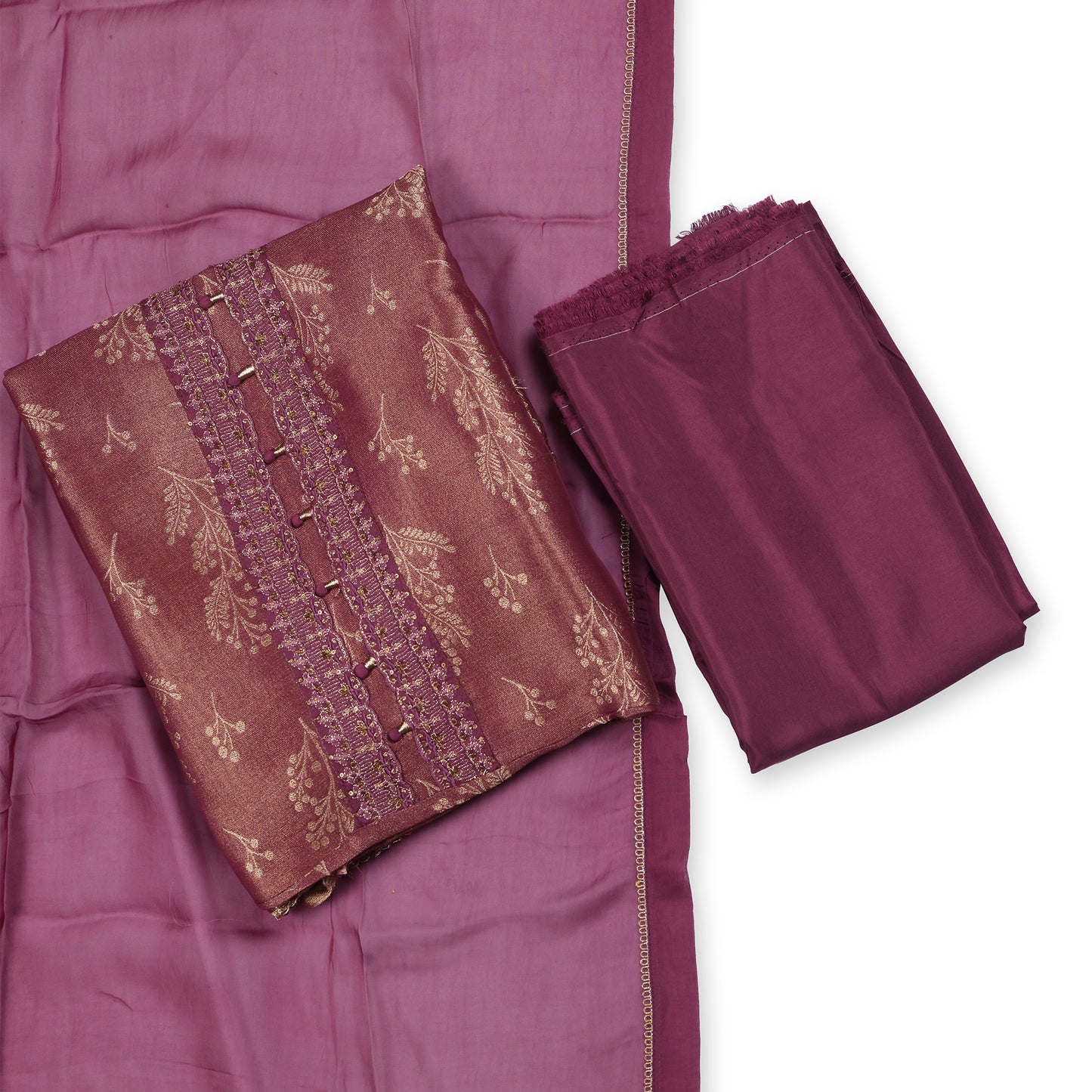 Regal Plum Embroidered Suit Set