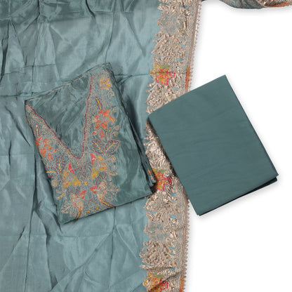 Teal Blossom Unstitched Suit Set