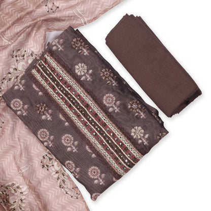 Mocha Blossom Unstitched Suit Set
