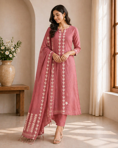 Aarohi Blush Bloom Cotton Suit Set