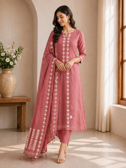 Aarohi Blush Bloom Cotton Suit Set