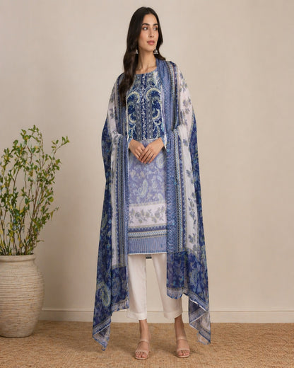 Aarohi Midnight Bloom Printed Cotton Suit Set