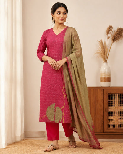 Gulbahar Maroon & Olive Suit Set
