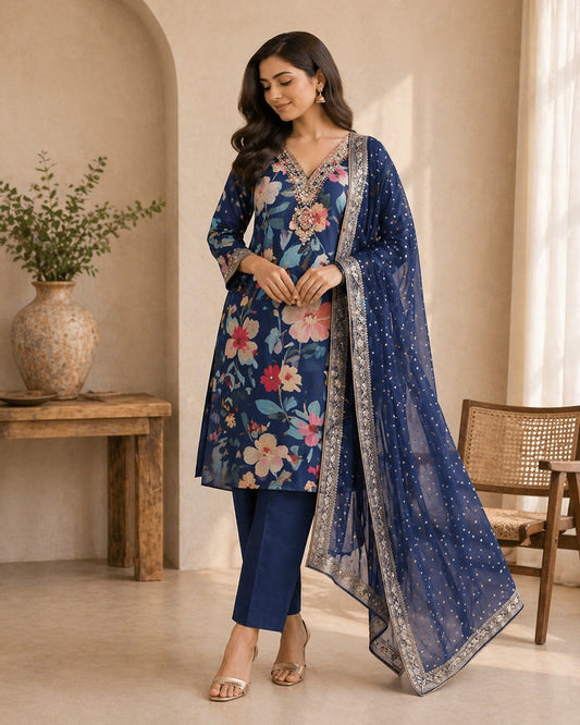 Neel Kamal Floral Embroidered Suit Set